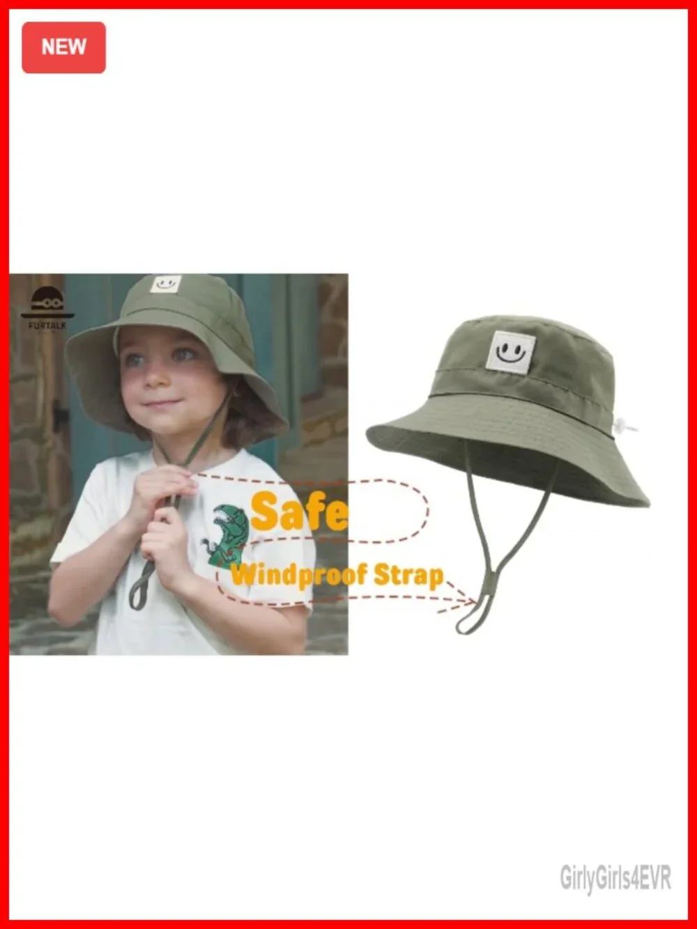 Baby Sun Hat UPF 50+ Toddler Bucket Hat Boys Girls 0-5Y Outdoor Smile Face
